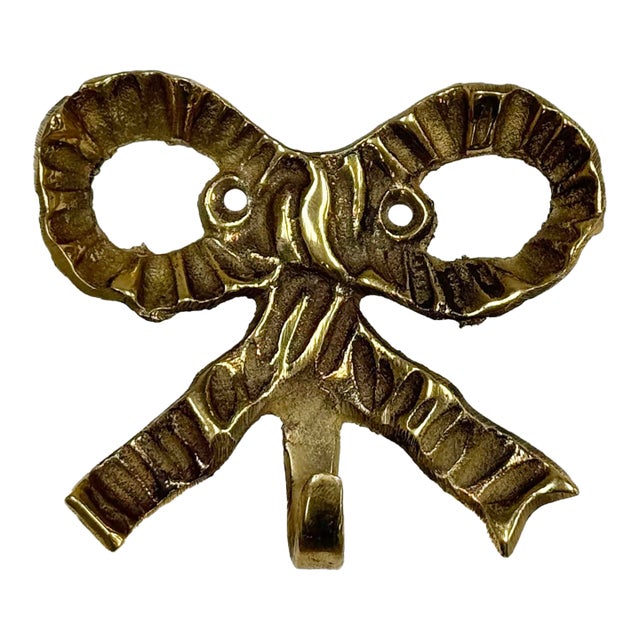 Vintage Brass Bow Wall Hook For Sale