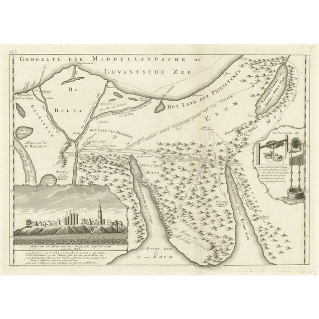 Map of the Sinai Peninsula Showing the Mediterranean and the Red Sea, 1773 For Sale