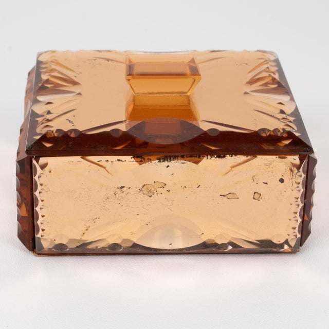 Pink Pink Peach Mirrored Glass Decorative Box, France 1940s For Sale - Image 8 of 12