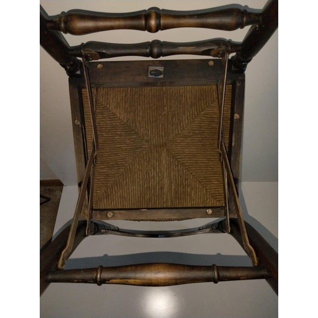 American Early 20th Century Folding Ladder Back Chairs With Rush Seating Seating For Sale - Image 3 of 7
