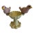 Vintage Cast Iron Bird Feeder Decor With Pink Birds on Pedestal Base For Sale