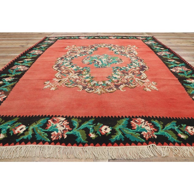 Textile Vintage Turkish Rose Kilim Rug - 09'00 x 10'11 For Sale - Image 7 of 9