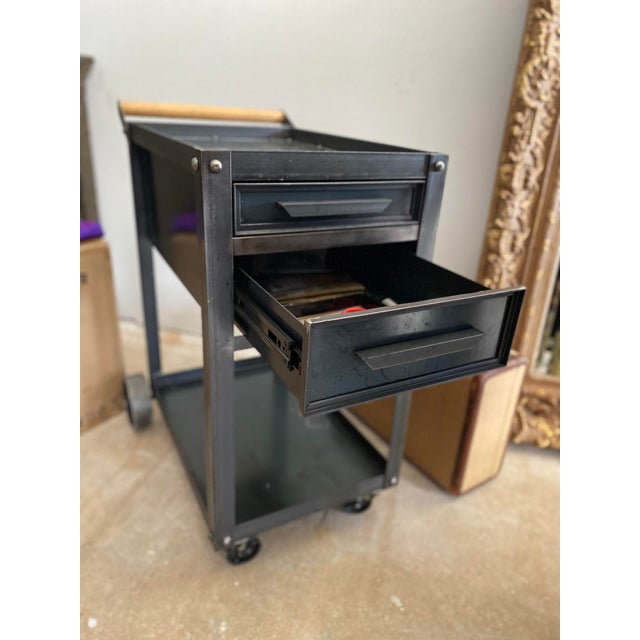 Industrial Steel Bar Cart For Sale - Image 4 of 6