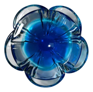 Bohemian Ashtray CZ with Cobalt Blue Flower, 1970s
