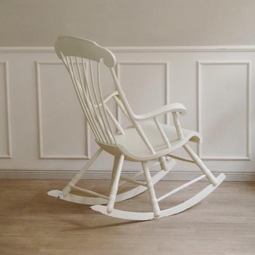 Vintage Windsor-Style White Rocking Chair For Sale - Image 15 of 15