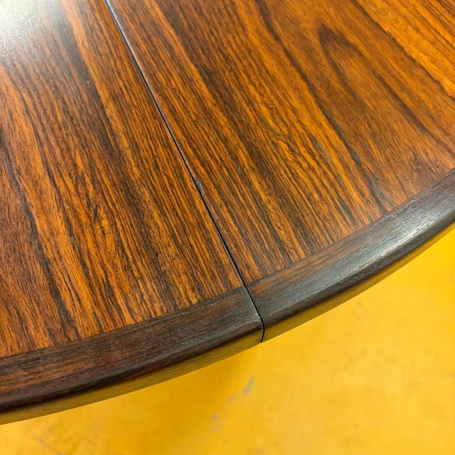 Gudme Danish Small Round Rosewood Dining Table With Leaf For Sale - Image 13 of 16