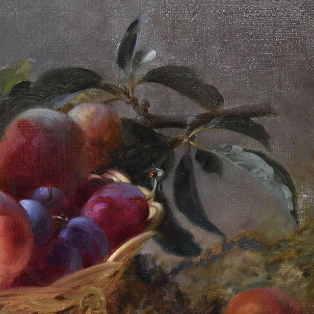 Late 19th Century Gustave Émile Couder, Still Life with Fruit, Peaches and Plums, Oil on Canvas, 1894, Framed For Sale - Image 5 of 11