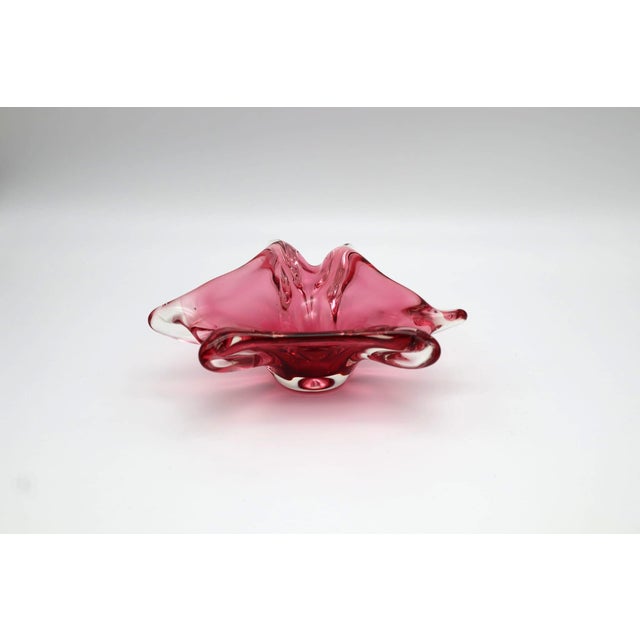 Glass Mid-Century Bohemian Art Glass Cranberry Centrepiece Bowl by Josef Hospodka for Chřibská, 1960s For Sale - Image 7 of 7
