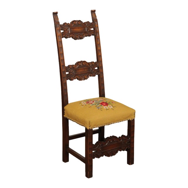 Antique Renaissance Revival Carved Accent Chair For Sale