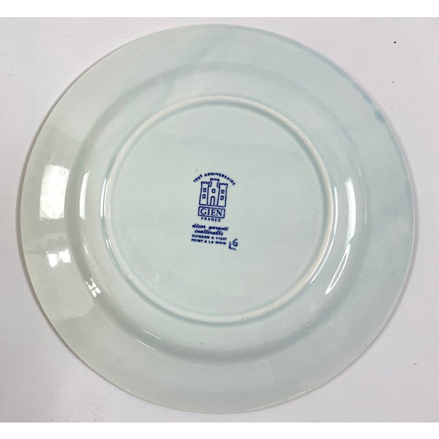 Blue Flat Plates in Fine Earthenware by Gien, 2001, Set of 10 For Sale - Image 8 of 9
