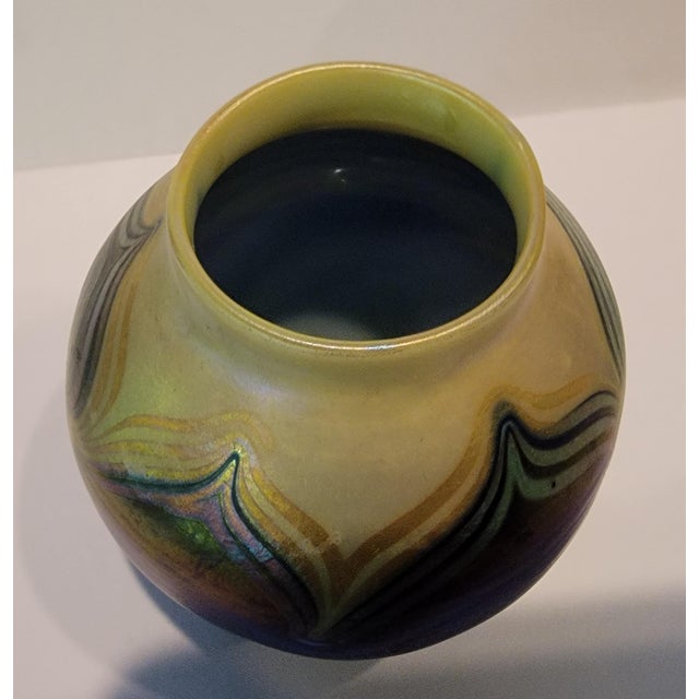 Louis Comfort Tiffany Tiffany Favrile Pulled Feather Miniature Vase For Sale - Image 4 of 10