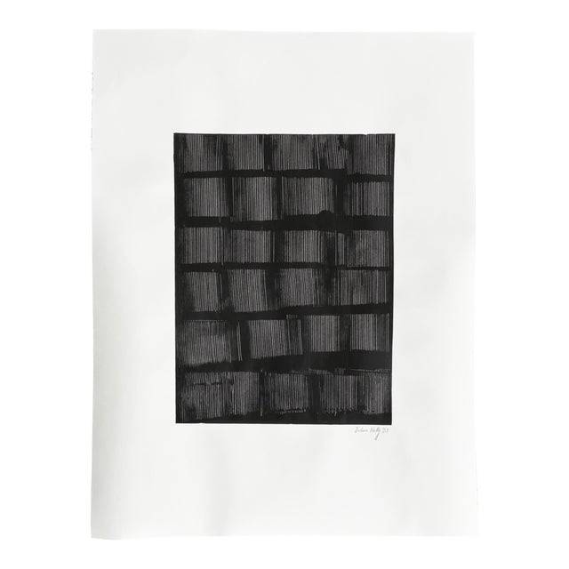 "Riptide I" Contemporary Minimalist Original Abstract Black Painting on Paper by Victoria Holly For Sale