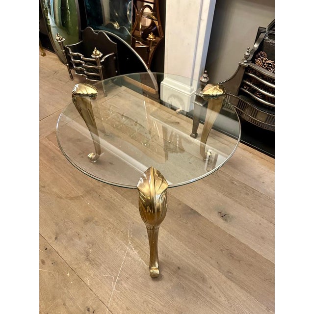 Metal French Brass and Glass Gueridon Table, 1970 For Sale - Image 7 of 9