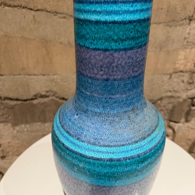 Aldo Londi Bitossi Table Lamp Stripped Blue Mid-Century Modern For Sale - Image 9 of 13