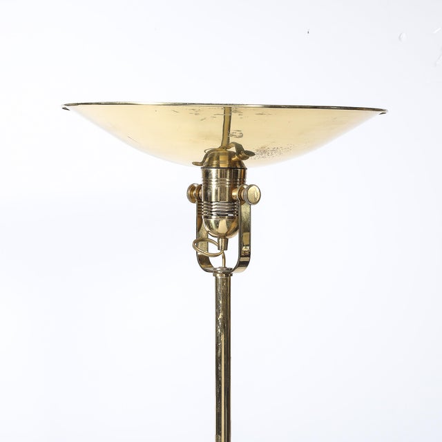 Pair of Mid-Century Articulating Polished Brass Torchieres Signed Nessen Studios For Sale - Image 11 of 18