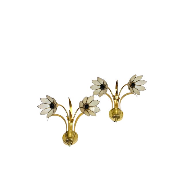 Brass and Lotus Flower Wall Lights by Sa Boulanger, 1960s, Set of 2 For Sale - Image 15 of 15