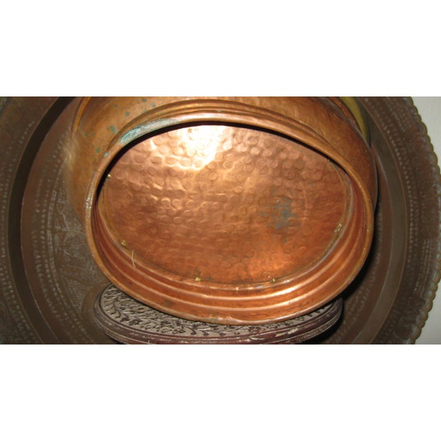Wood 1950s Vintage Copper Coal/Ash Scuttle Bucket With Brass Handle and Lions Head Emblems For Sale - Image 7 of 12