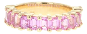 3.45 Carat Pink Sapphire Yellow Gold Ladies Band, Size 7