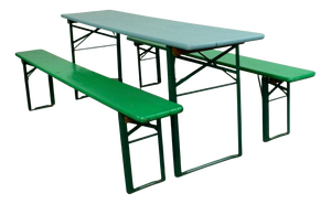 Vintage German Beer Table with Benches, Set of 3