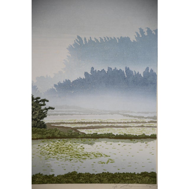Shufu Miyamoto, Water Weeds at Hiroshima, 1984, Woodblock Print For Sale - Image 8 of 14