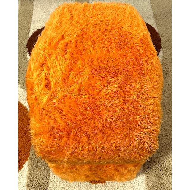 Wood Vintage Orange Ottoman, Italy, 1970s For Sale - Image 7 of 13