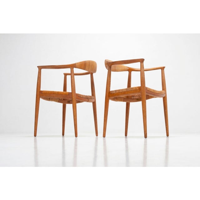 Wood Hans Wegner for Johannes Hansen “The Chair” Dining Chairs Set of Six in Oak 1960 For Sale - Image 7 of 14