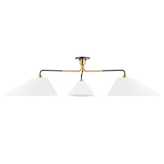 Hudson Valley Lighting Duo 72 in. 3 Light Close-to-Ceiling in Aged Brass/Old Bronze Finish For Sale