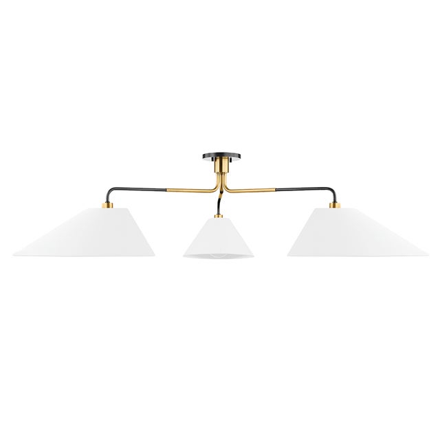 Hudson Valley Lighting Duo 72 in. 3 Light Close-to-Ceiling in Aged Brass/Old Bronze Finish For Sale