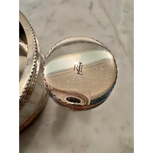 Metal Ralph Lauren Mother‑of‑Pearl Wine Coaster & Bottle Stopper Set — Luxe Barware, Bar Cart Styling, Coastal Glam, Palm Beach Regency, Barware For Sale - Image 7 of 10