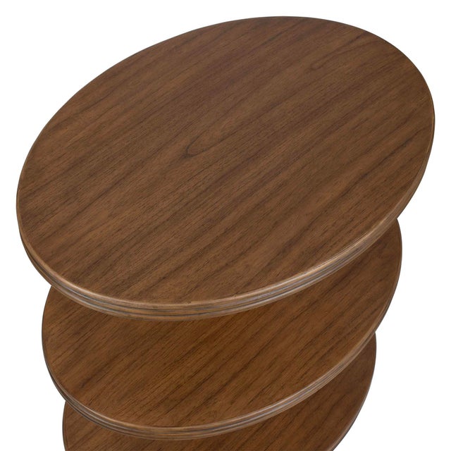 2020s Top Tier Oval Walnut Side Table For Sale - Image 5 of 6
