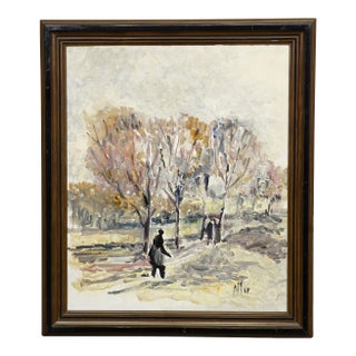 Alexander Michael Oil Painting of an Autumn Walk in a Park, 1969 For Sale