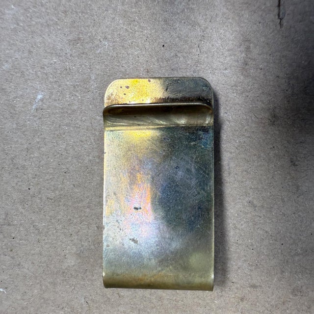 AMBIANIC presents Vintage Money Clip Wood and Brass 2 x 1 x .38 Preowned original vintage Refer to images