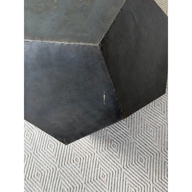 Restoration Hardware Pair of Restoration Hardware Geometric Polyhedron Zinc Side Tables For Sale - Image 4 of 4