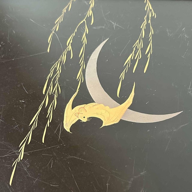 Urushi Lacquerware Bat and Moon Tray, 1890s For Sale - Image 5 of 18