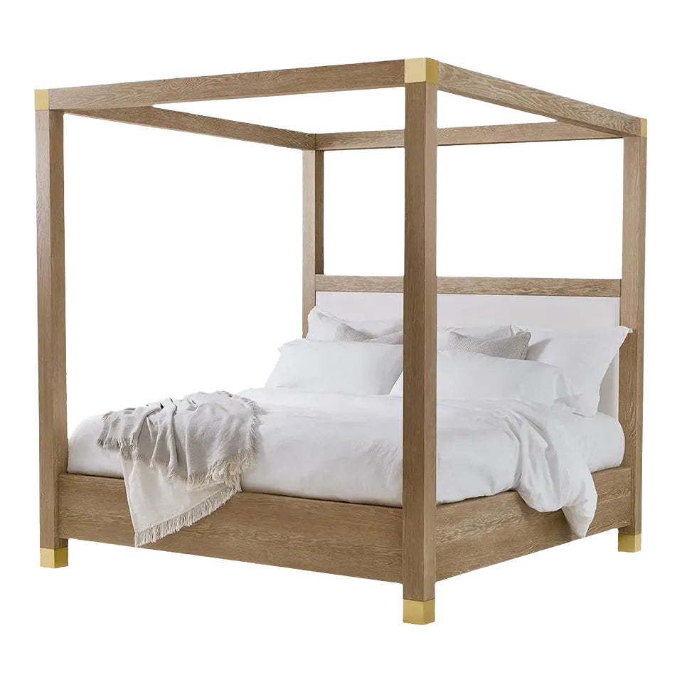 Light Oak Canopy Bed Us King Chairish