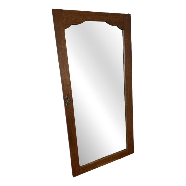 Antique French Mirror with Oak Frame For Sale