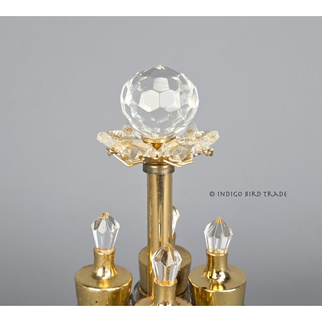 Antique French Perfume Bottles in Ornate Filigree Caddy Holder - Set of 5 For Sale In Greenville, SC - Image 6 of 11