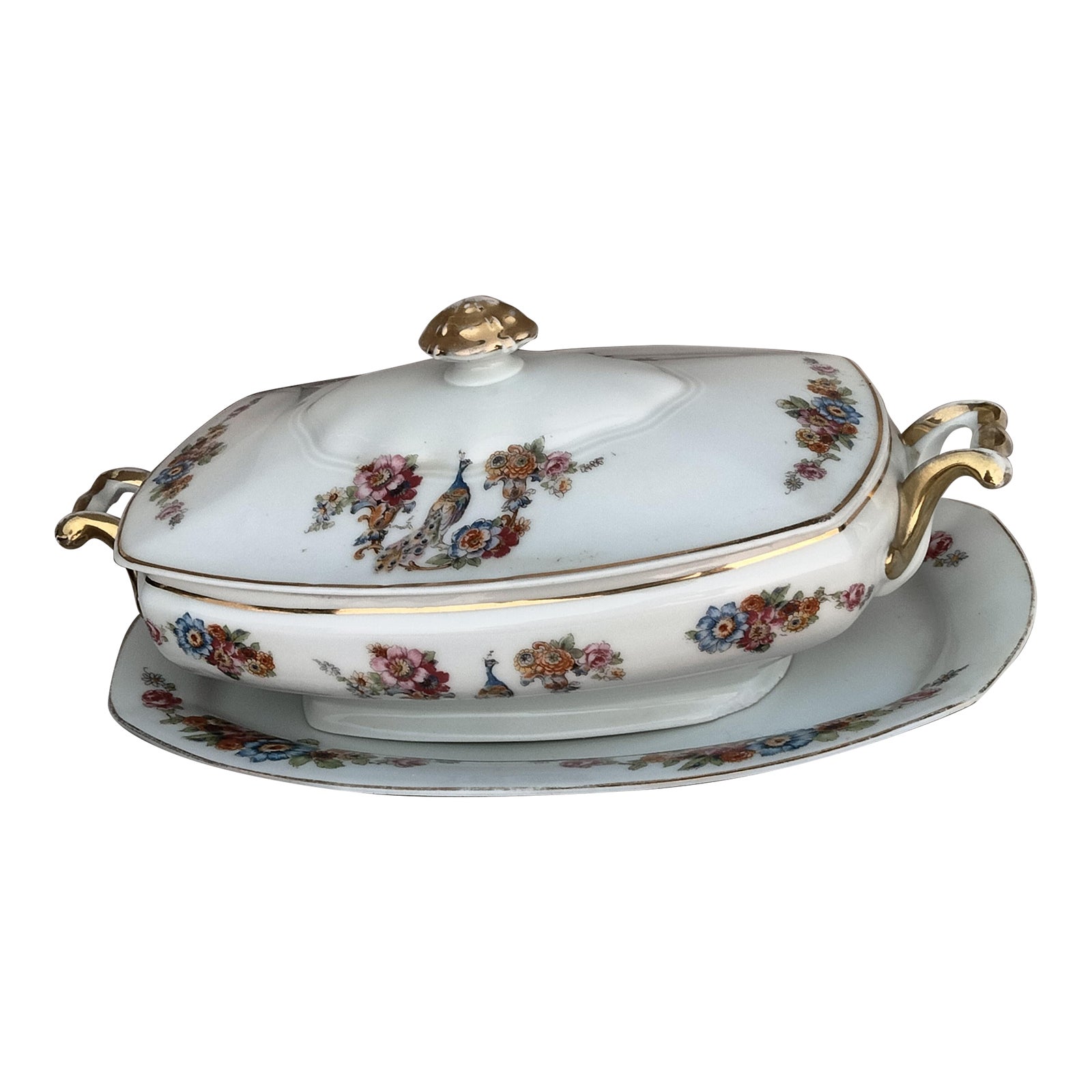 Mid 20th Century Vintage Matching Plate and Bowl With Cover, Made in ...