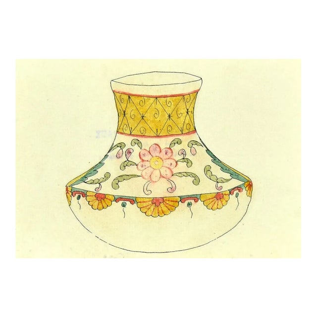 Gabriel Fourmaintraux, Decorated Vase, Original Mixed Media on Paper, Early 1900 For Sale