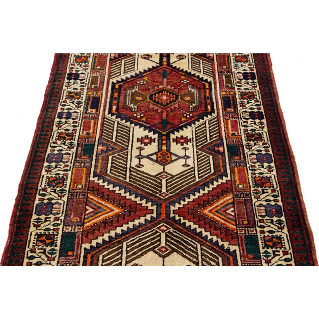 Textile 1960s Vintage Serab Handmade Wool Rug With Multicolor Design For Sale - Image 7 of 7