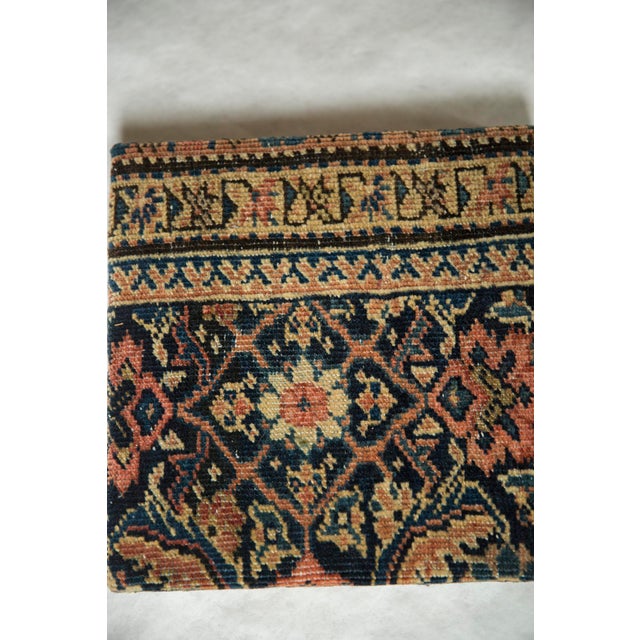 Navy Blue Decorative Cork Board Antique Fereghan Rug Fragment Art For Sale - Image 8 of 11