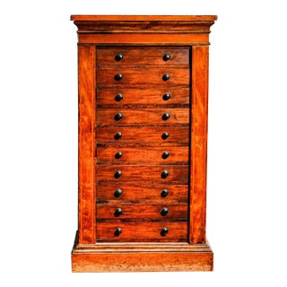 Amazing Antique Wellington Cabinet 19th Century English Wooden 10 Drawer Chest Collector Storage English Home Decor For Sale