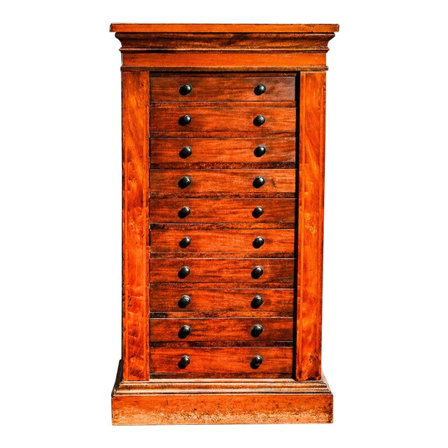 Amazing Antique Wellington Cabinet 19th Century English Wooden 10 Drawer Chest Collector Storage English Home Decor For Sale