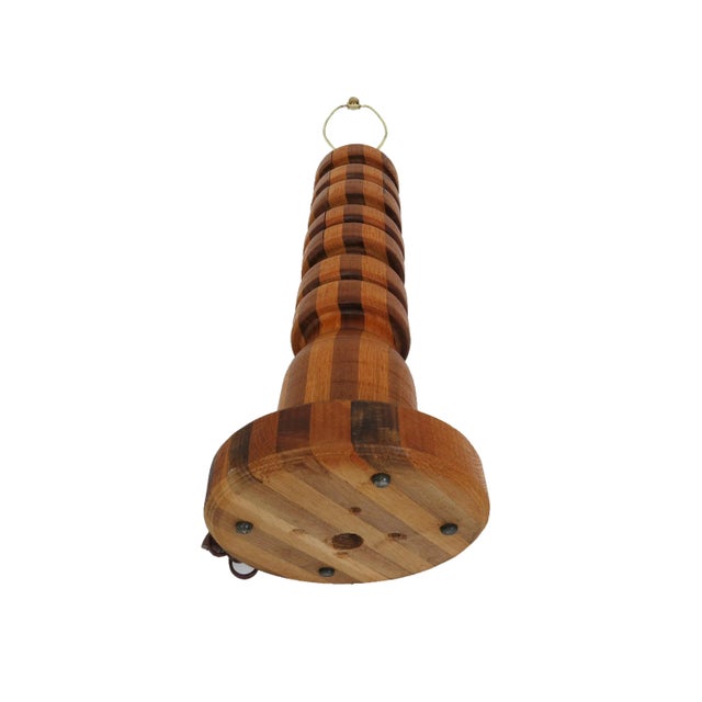 Brown Vintage Mid-Century Hand-Crafted Table Lamp With Stacked Disc Form For Sale - Image 8 of 9