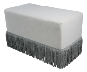 Restoration Hardware Linen Upholstered Ottoman Bench Seat Stool Tassels 31"