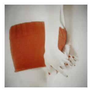 Orange Knit with Clasped Hands, Figurative and Feminine Photography, Mira Loew, 2016