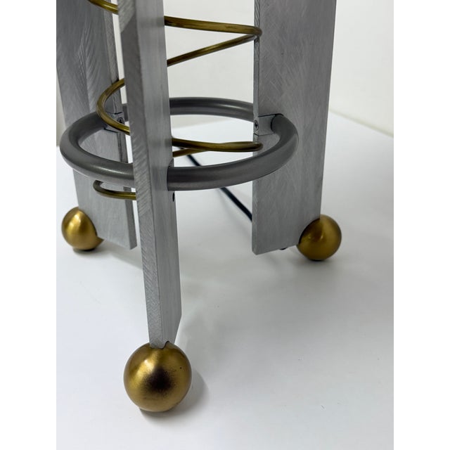 Robert Sonneman Modernist Aluminum and Brass Table Lamp for Kovacs, 1990 For Sale - Image 16 of 17