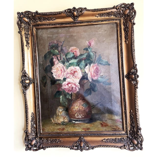 Flowers in a Vase, 1900, Oil on Canvas, Framed For Sale - Image 16 of 17