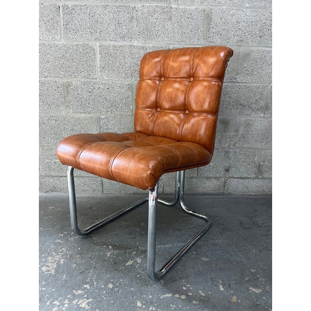 Set of Four Mid-Century Modern Chrome Dining Chairs in the Milo Baughman Style. Circa 1970s. For Sale In Miami - Image 6 of 18