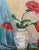 Paris flea market. Stopped us cold. A still life of summer poppies in a porcelain vase, oil on board, signed by Olga...